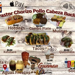 a variety of food items