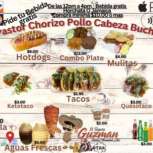 a menu for a mexican restaurant