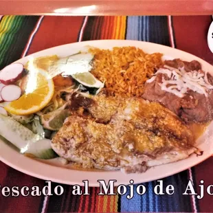 Pescado Al Mojo De Ajo $11.50