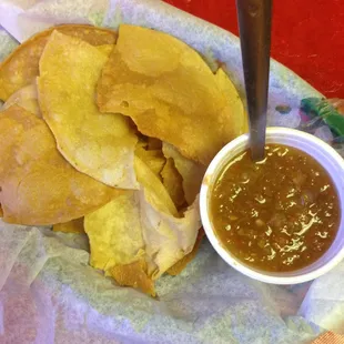 Complimentary home made chips and salsa.