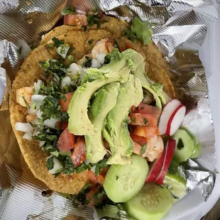 Shrimp Tostada without ketchup