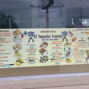 Menu as of May 2020