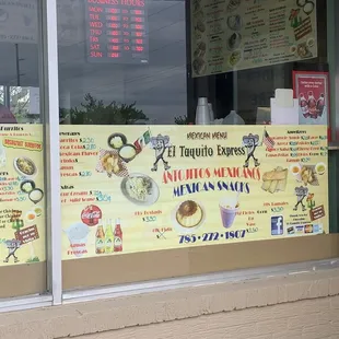 a menu in a window