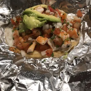 Shrimp tostada