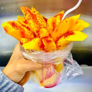 fresh mango with chamoy and tajin