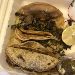 Trio tacos (chicken, steak and el pastor)