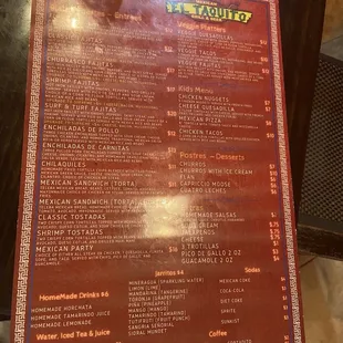 menu