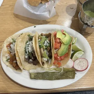Tacos with a slice of nopales.