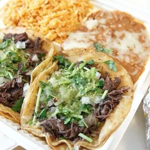 Carne asada soft tacos plate