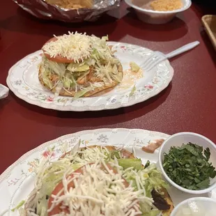 Tostadas and tacos in the back: