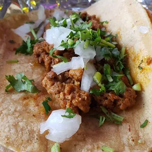 Vegan chorizo taco ($3.50). Perfectly respectable.