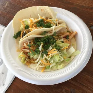 Chicken taco and steak taco.