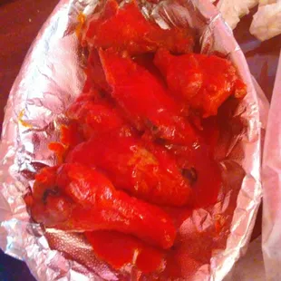 a plate of red hot peppers