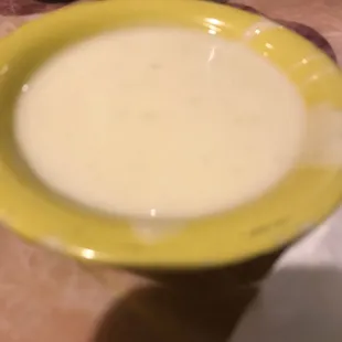 a bowl of soup on a table