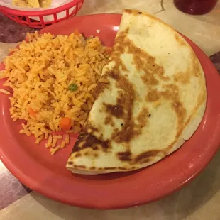 Kids quesadilla with rice