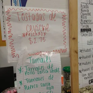 a list of items for sale