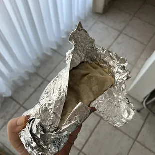 Bean and cheese burrito is generous for a meal or two.