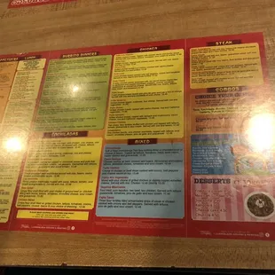 Menu under table top glass