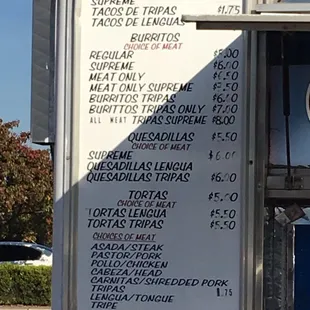 El Tarasco menu