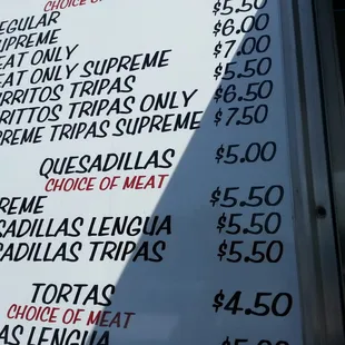 The menu