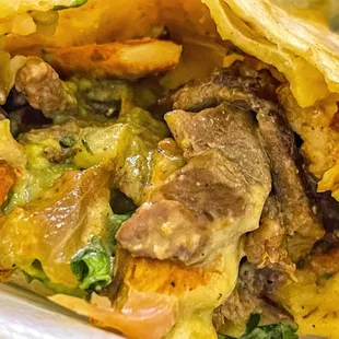 The steak and Chicken burrito