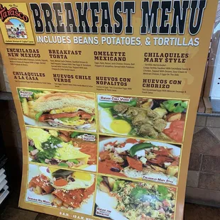 Breakfast menu 2021