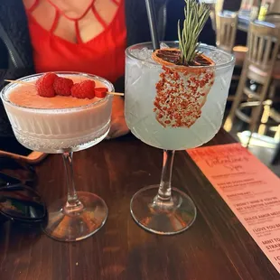 Hers: I Love You Berry Much-tini (left) His: The Lover Boy Paloma (right)