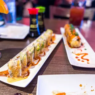 a plate of sushi on a table