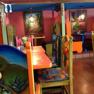 The colorful interior.