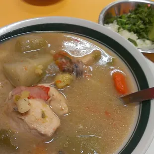 Chicken breast soup with chayote.