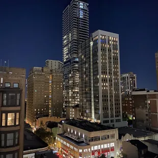 a view of a city at night