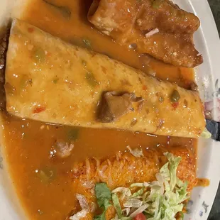 Combo 6 - cheese enchilada, beef burrito, chile relleno