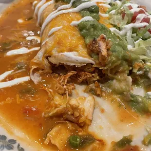 Smothered chicken burrito