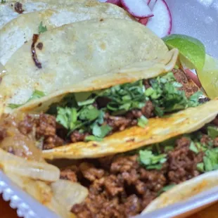 Chorizo and asada tacos