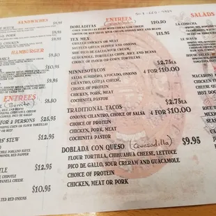 Menu front
