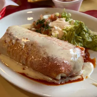 Mac daddy sized wet burrito. Enough for 2 or to take home for another meal.