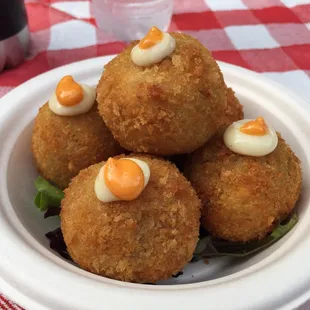 Croquetas de Pollo: Spanish chicken and bacon fritters.