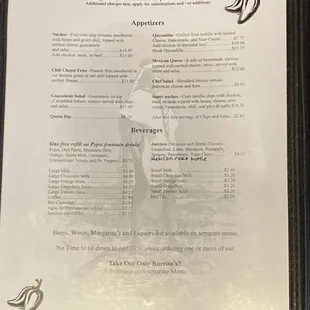 menu