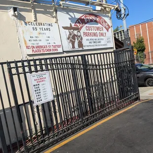 Sign of restaurant from parking lot