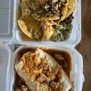 Carne asada nachos and the Hollenbeck wet burrito