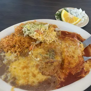 3-3 Item  3 Item Lunch Special was wonderful!  Enchilada, taco,  and chili  relleno!   So good and have an appetite for it too!
