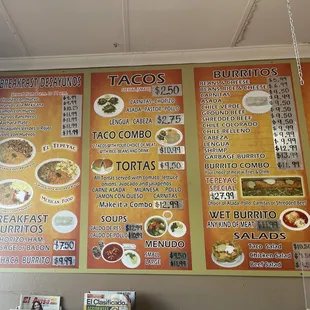 menus and prices