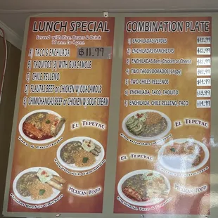 menu and prices