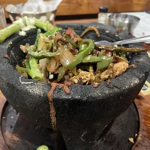 El Molcajete half eaten.  This thing was huge!!