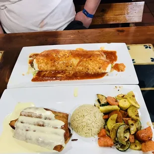 Cozumel Chimichanga (foreground) and Burrito California
