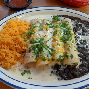 Chicken enchiladas with cream sauce