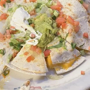 Shredded chicken quesadilla