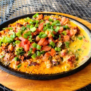 a skillet of food