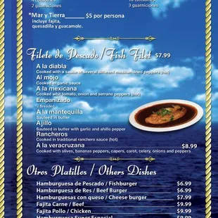 a menu for a seafood restaurant