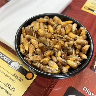 Dried corn nuts (free appetizer)